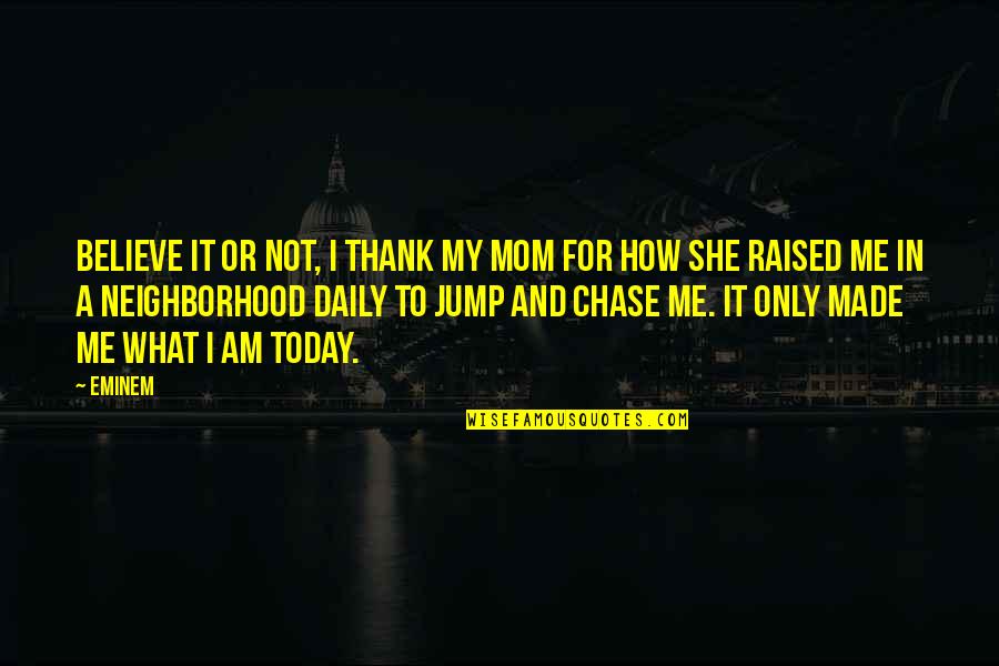 How To Thank For A Quotes By Eminem: Believe it or not, I thank my mom