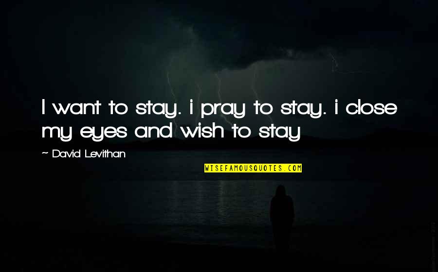 How To Understand Girl Quotes By David Levithan: I want to stay. i pray to stay.