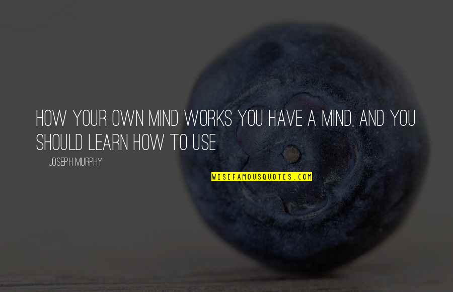 How To Use Quotes By Joseph Murphy: How Your Own Mind Works You have a