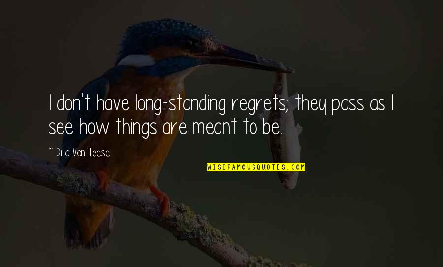 How We See Things Quotes By Dita Von Teese: I don't have long-standing regrets; they pass as