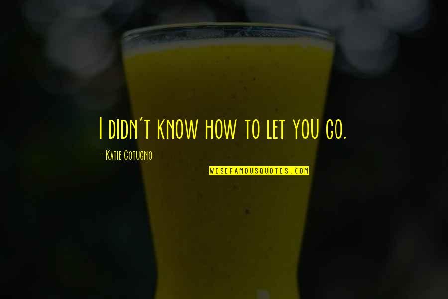 How You Let Go Quotes By Katie Cotugno: I didn't know how to let you go. How You Let Go Quotes By Katie Cotugno: I didn't know how to let you go.