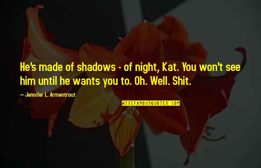 How You Look At Yourself Quotes By Jennifer L. Armentrout: He's made of shadows - of night, Kat.