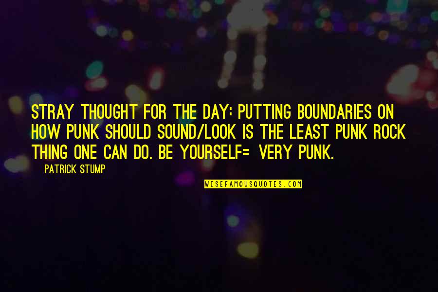 How You Look At Yourself Quotes By Patrick Stump: Stray thought for the day: Putting boundaries on