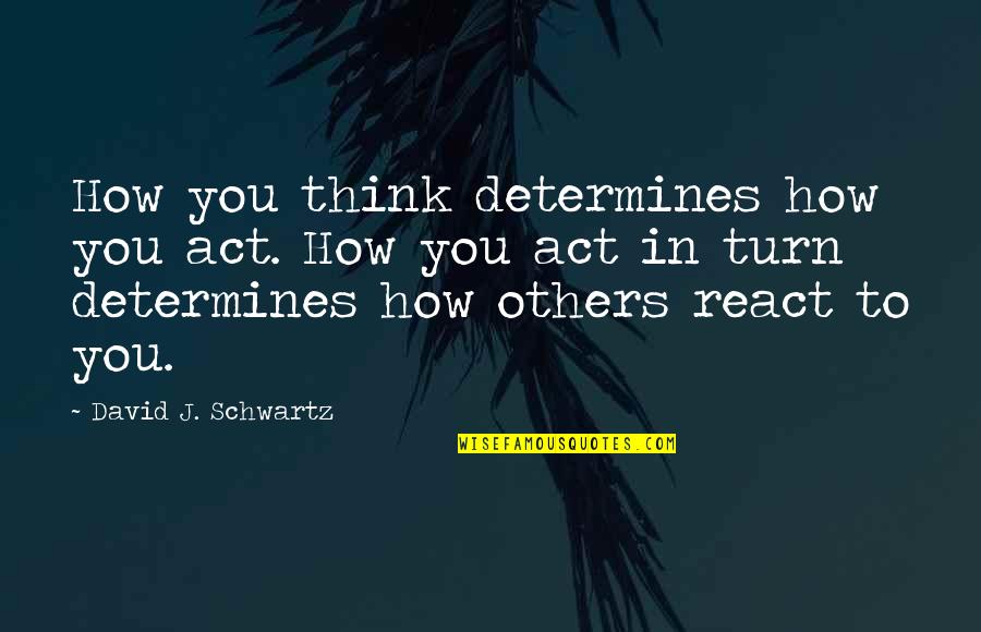 How You React Quotes By David J. Schwartz: How you think determines how you act. How