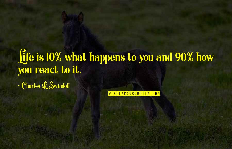 How You React To Life Quotes By Charles R. Swindoll: Life is 10% what happens to you and