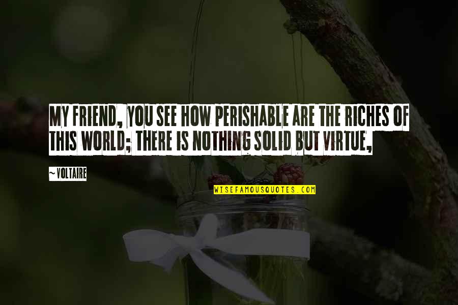 How You See The World Quotes By Voltaire: My friend, you see how perishable are the