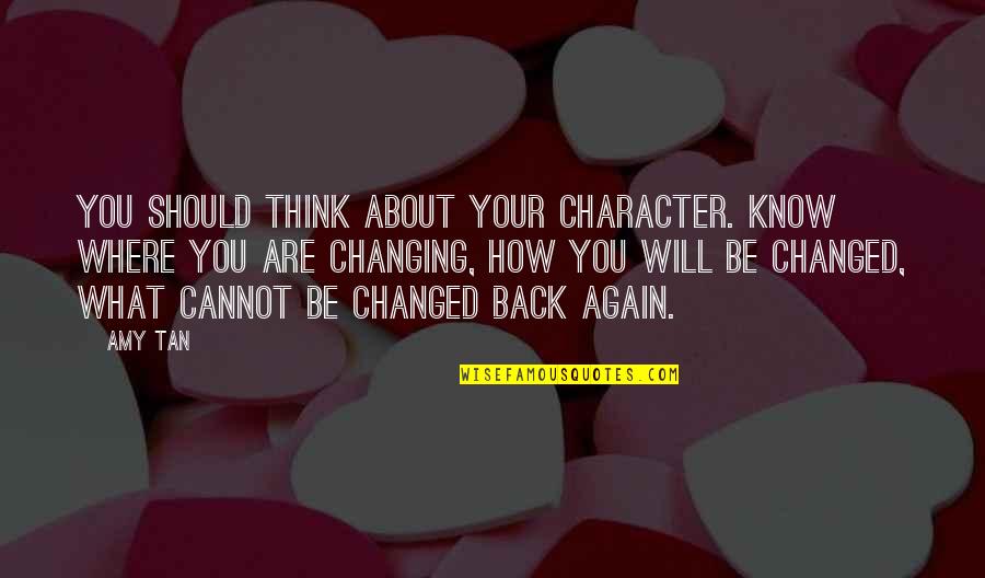 How You've Changed Quotes By Amy Tan: You should think about your character. Know where