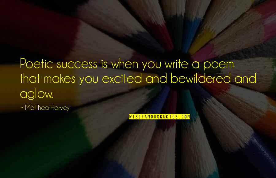 Howard Florey Quote Quotes By Matthea Harvey: Poetic success is when you write a poem
