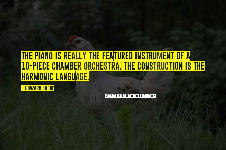 Howard Shore quotes: The piano is really the featured instrument of a 10-piece chamber orchestra. The construction is the harmonic language.