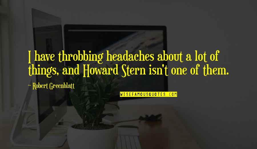 Howard Stern Quotes By Robert Greenblatt: I have throbbing headaches about a lot of