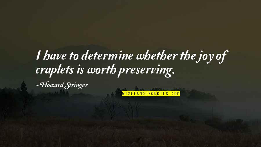 Howard Stringer Quotes By Howard Stringer: I have to determine whether the joy of