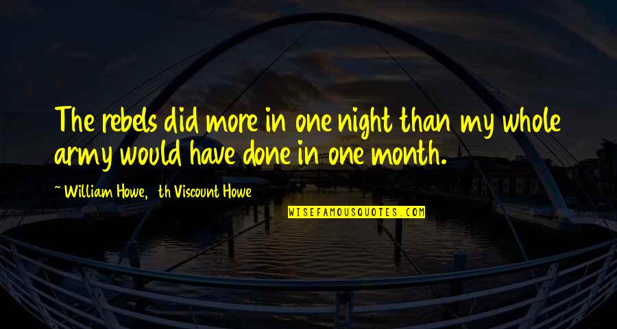 Howe's Quotes By William Howe, 5th Viscount Howe: The rebels did more in one night than Howe's Quotes By William Howe, 5th Viscount Howe: The rebels did more in one night than