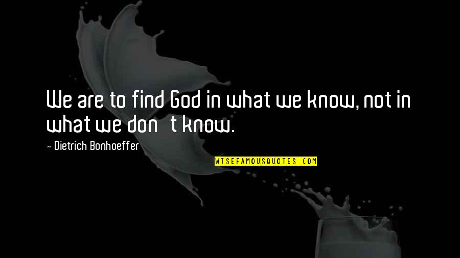 Howgill Fells Quotes By Dietrich Bonhoeffer: We are to find God in what we