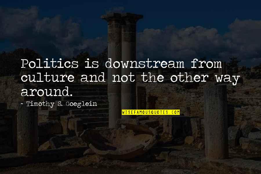 Howlings Ray Quotes By Timothy S. Goeglein: Politics is downstream from culture and not the Howlings Ray Quotes By Timothy S. Goeglein: Politics is downstream from culture and not the