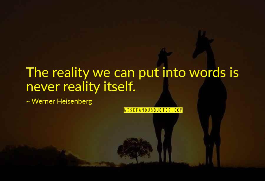Hows Your Day Going Quotes By Werner Heisenberg: The reality we can put into words is