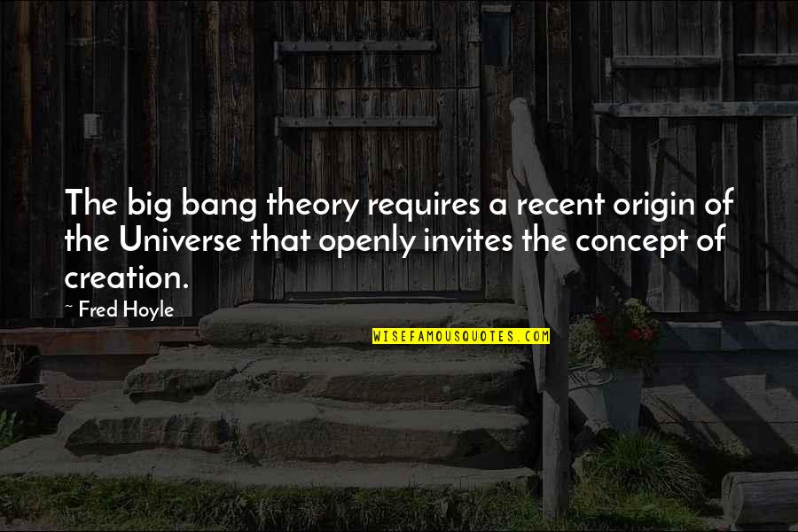 Hoyle Quotes By Fred Hoyle: The big bang theory requires a recent origin