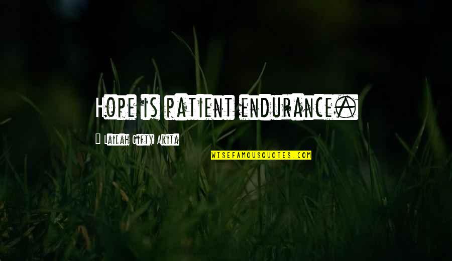 Hristijan Stojcevski Quotes By Lailah Gifty Akita: Hope is patient endurance.