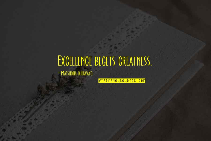 Hrmmsp Quotes By Matshona Dhliwayo: Excellence begets greatness.