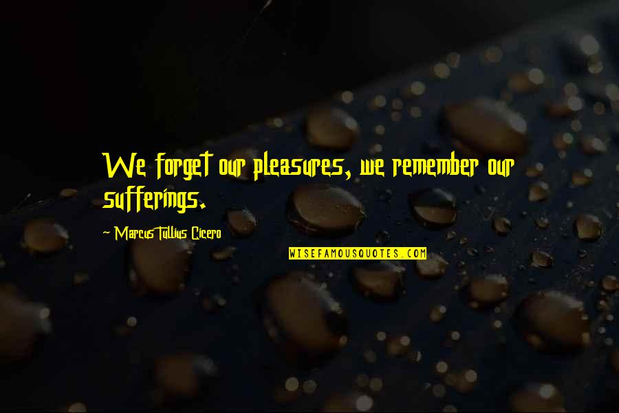 Hrnjakovic Aleksandar Quotes By Marcus Tullius Cicero: We forget our pleasures, we remember our sufferings. Hrnjakovic Aleksandar Quotes By Marcus Tullius Cicero: We forget our pleasures, we remember our sufferings.