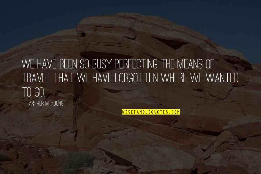 Hronec Quotes By Arthur M. Young: We have been so busy perfecting the means Hronec Quotes By Arthur M. Young: We have been so busy perfecting the means