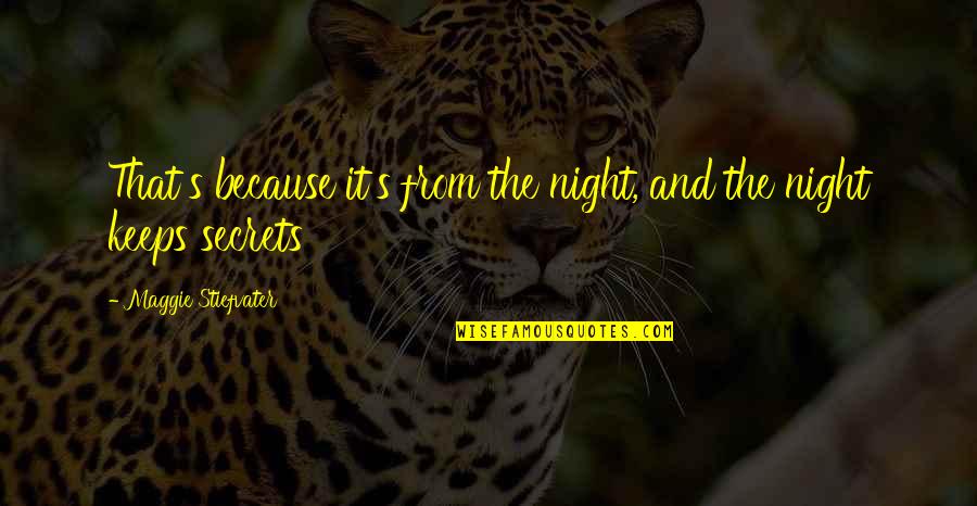 Hruza V Quotes By Maggie Stiefvater: That's because it's from the night, and the Hruza V Quotes By Maggie Stiefvater: That's because it's from the night, and the