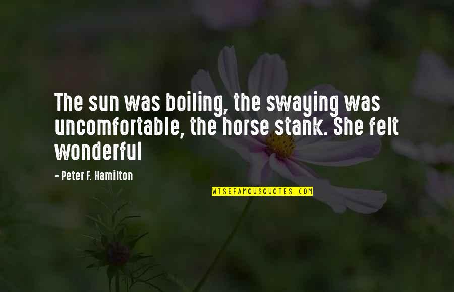 Hsm Wildcats Quotes By Peter F. Hamilton: The sun was boiling, the swaying was uncomfortable,