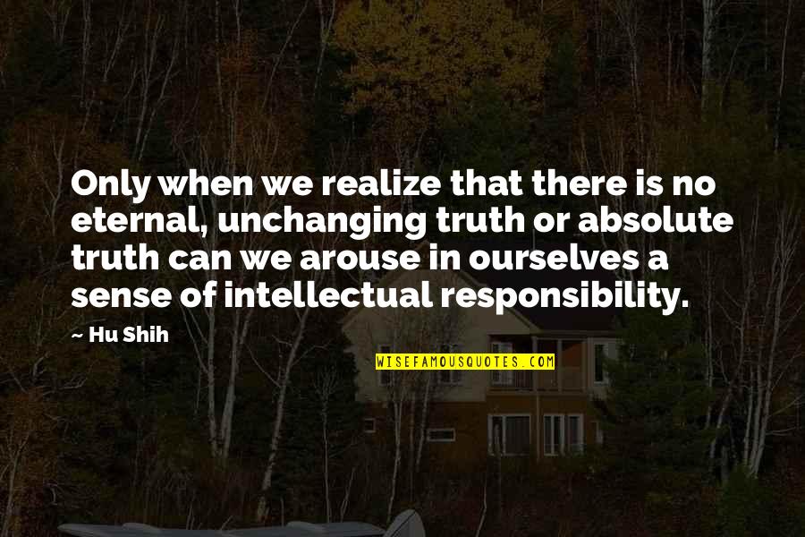 Hu U Quotes By Hu Shih: Only when we realize that there is no