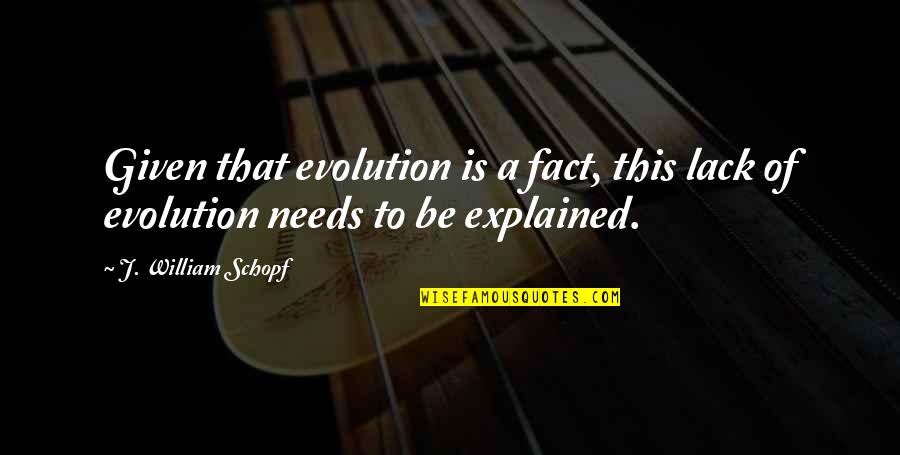 Hubungan Kakak Adik Quotes By J. William Schopf: Given that evolution is a fact, this lack