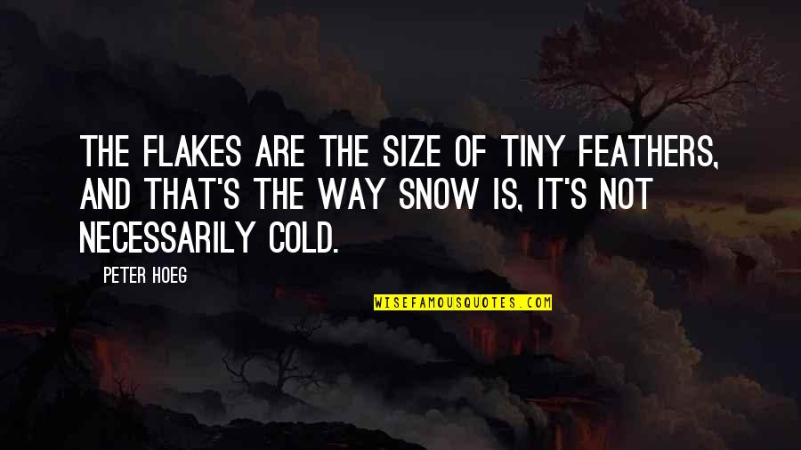 Huchi Quotes By Peter Hoeg: The flakes are the size of tiny feathers, Huchi Quotes By Peter Hoeg: The flakes are the size of tiny feathers,