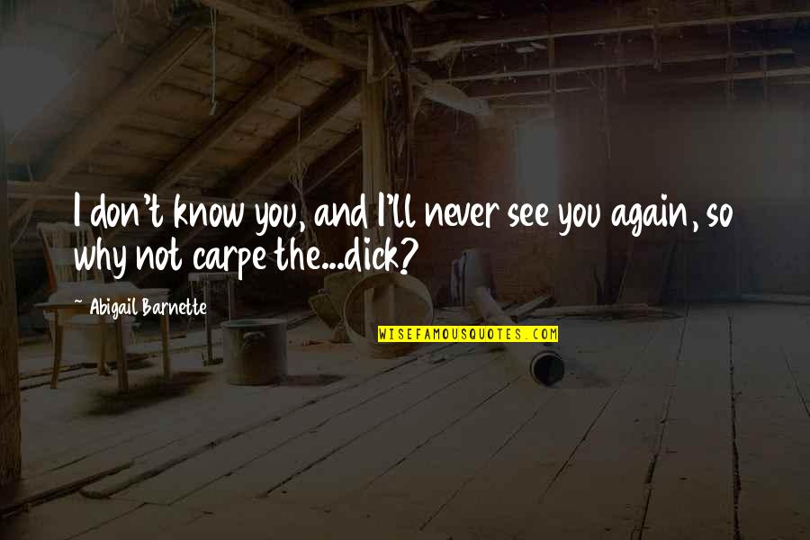 Huck Finn Feud Quotes By Abigail Barnette: I don't know you, and I'll never see Huck Finn Feud Quotes By Abigail Barnette: I don't know you, and I'll never see