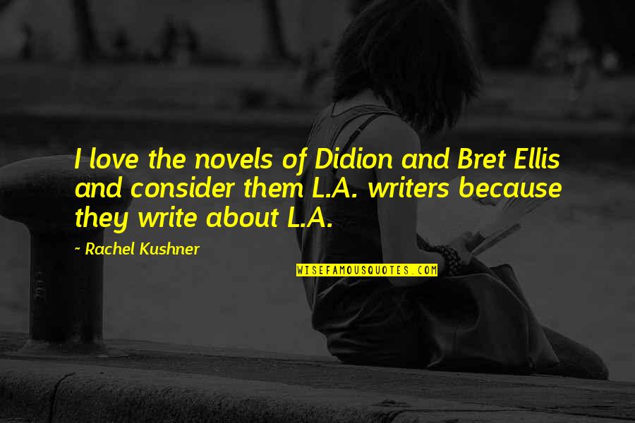 Huckaback Embroidery Quotes By Rachel Kushner: I love the novels of Didion and Bret