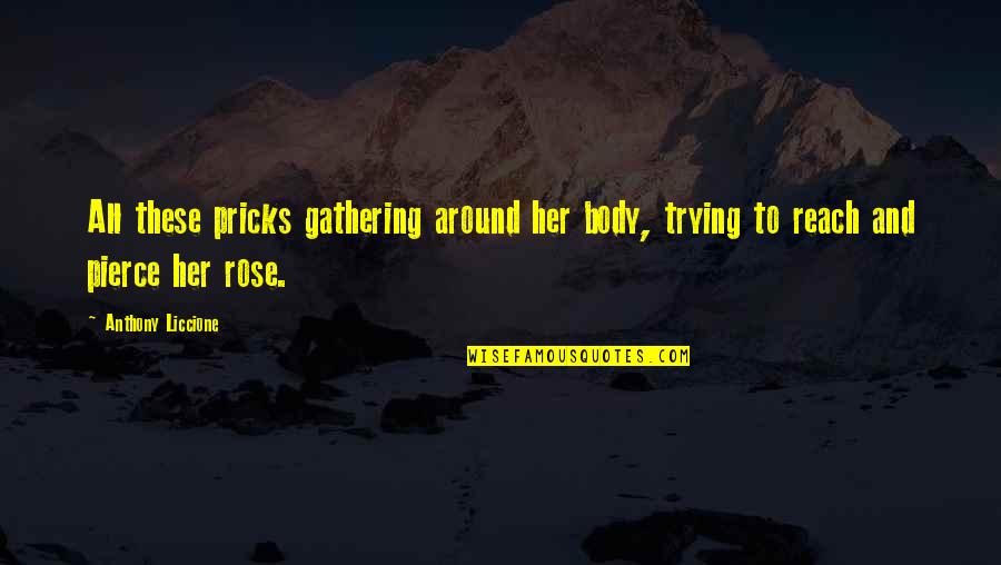 Hueck Foils Quotes By Anthony Liccione: All these pricks gathering around her body, trying