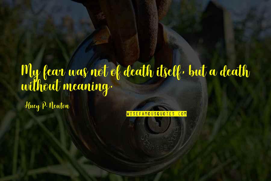 Huey Quotes By Huey P. Newton: My fear was not of death itself, but