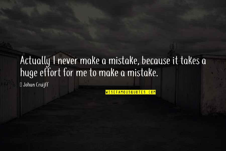 Huge Mistake Quotes By Johan Cruijff: Actually I never make a mistake, because it