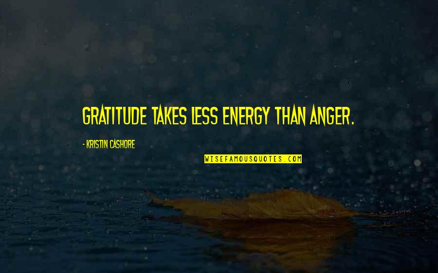 Huge Mistakes Quotes By Kristin Cashore: Gratitude takes less energy than anger.