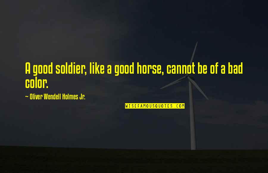 Hugging Him Tumblr Quotes By Oliver Wendell Holmes Jr.: A good soldier, like a good horse, cannot