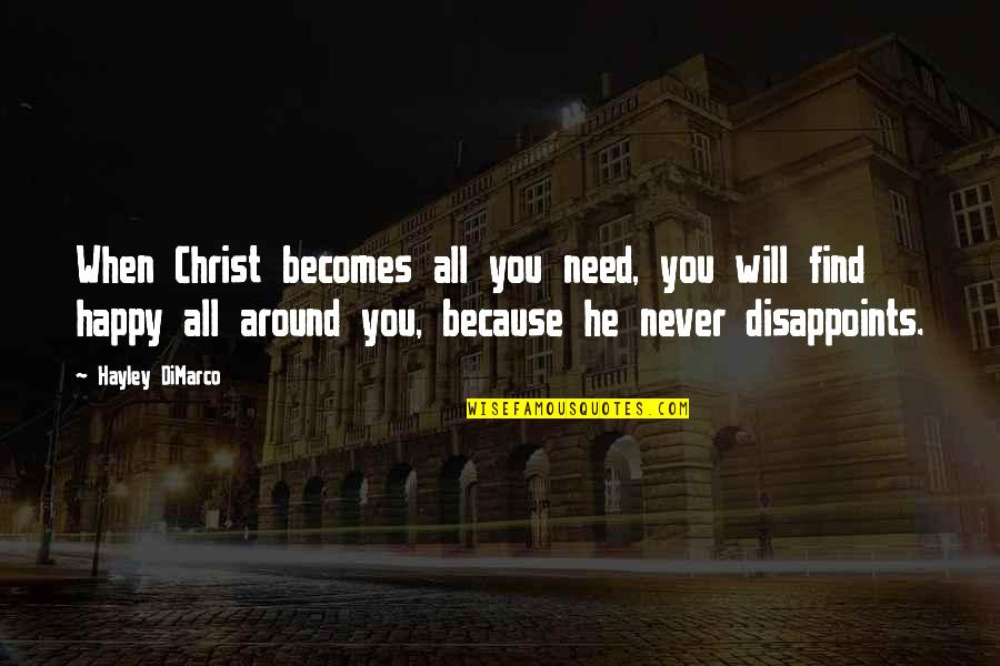 Huggler Quotes By Hayley DiMarco: When Christ becomes all you need, you will Huggler Quotes By Hayley DiMarco: When Christ becomes all you need, you will