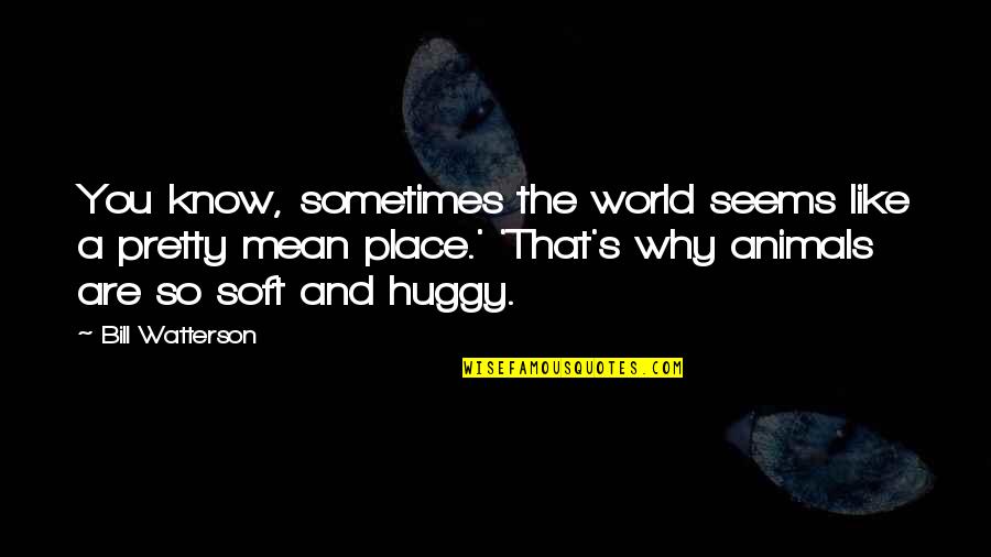 Huggy Quotes By Bill Watterson: You know, sometimes the world seems like a