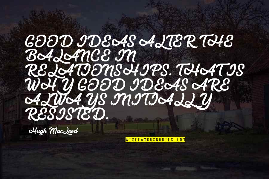 Hugh Macleod Quotes By Hugh MacLeod: GOOD IDEAS ALTER THE BALANCE IN RELATIONSHIPS. THAT
