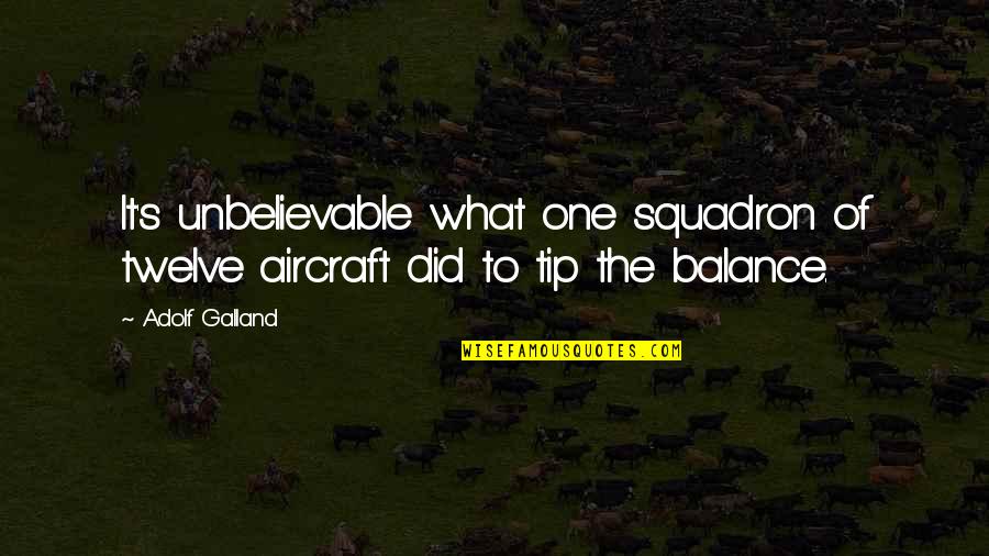 Hugh Winkleman Quotes By Adolf Galland: It's unbelievable what one squadron of twelve aircraft
