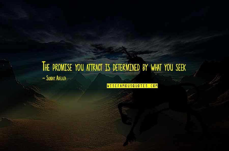 Hughnon Quotes By Sunday Adelaja: The promise you attract is determined by what Hughnon Quotes By Sunday Adelaja: The promise you attract is determined by what