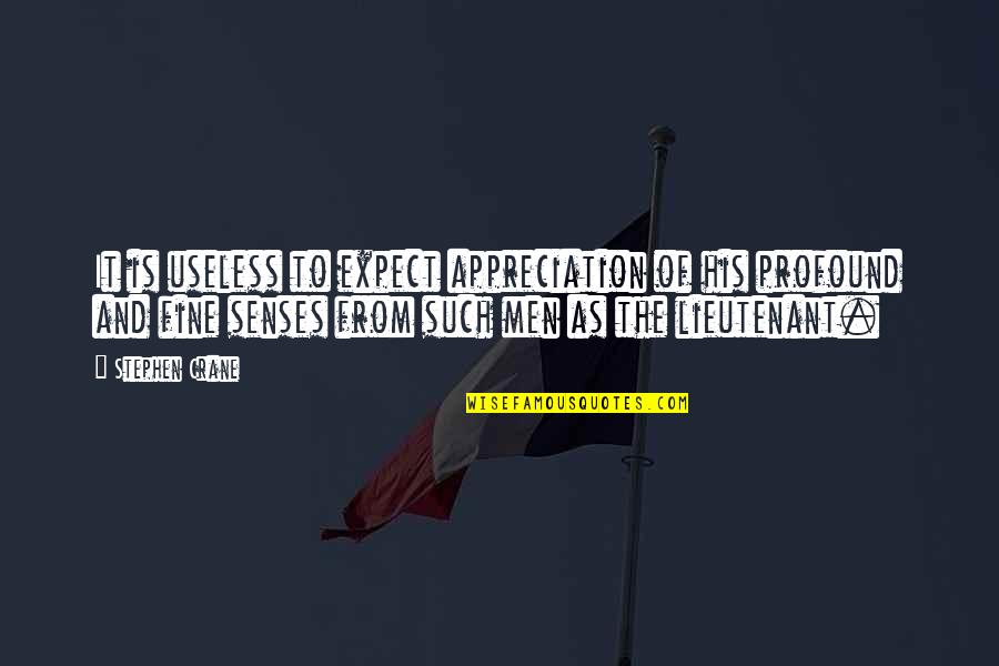 Hugong Quotes By Stephen Crane: It is useless to expect appreciation of his
