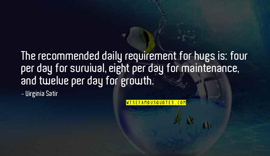 Hugs Quotes By Virginia Satir: The recommended daily requirement for hugs is: four