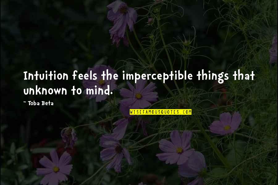 Huigan Quotes By Toba Beta: Intuition feels the imperceptible things that unknown to