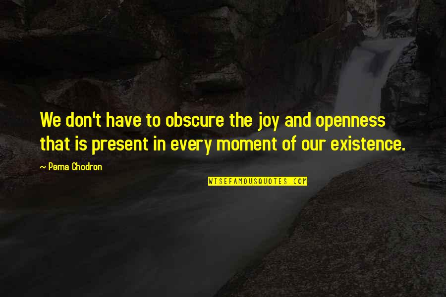 Hulllk Quotes By Pema Chodron: We don't have to obscure the joy and