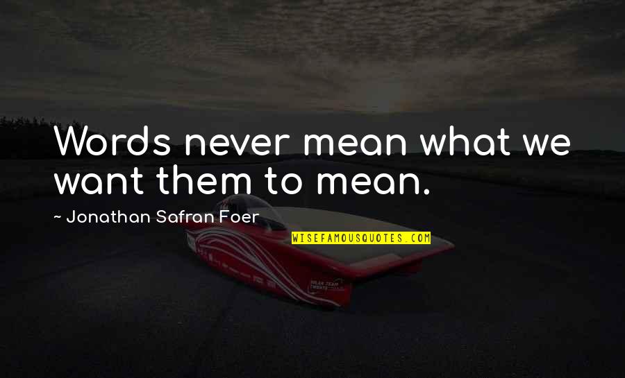 Hulser Mag Quotes By Jonathan Safran Foer: Words never mean what we want them to