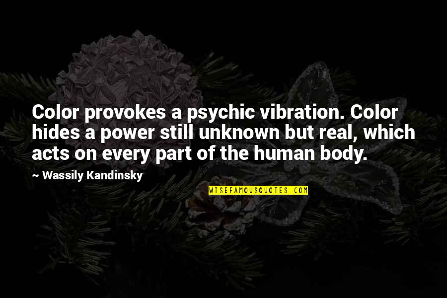 Human Acts Quotes By Wassily Kandinsky: Color provokes a psychic vibration. Color hides a