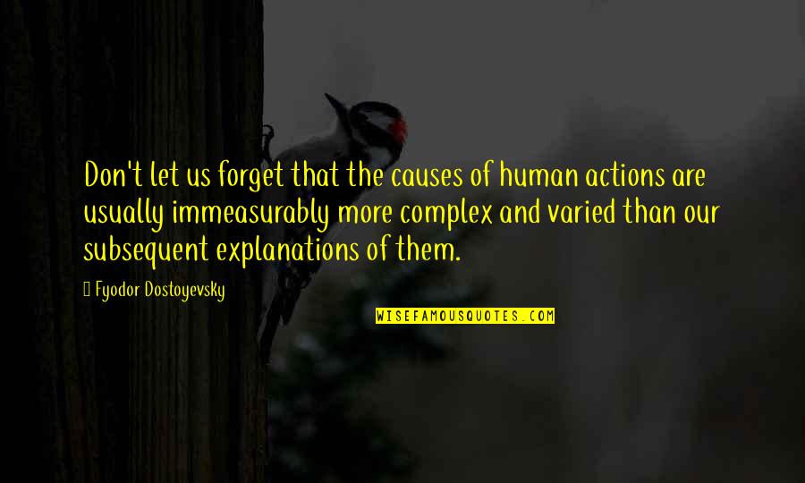 Human And Humanity Quotes By Fyodor Dostoyevsky: Don't let us forget that the causes of