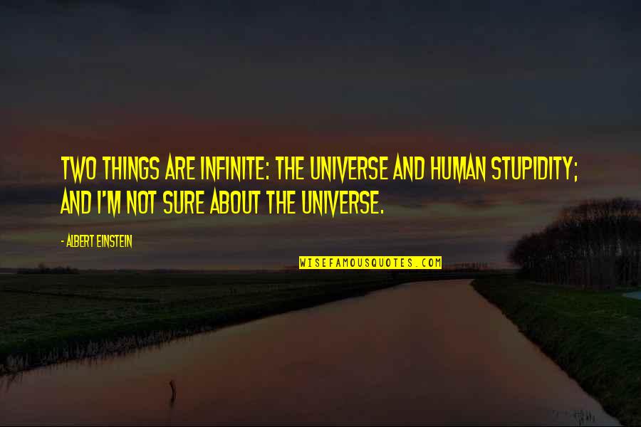 Human And Universe Quotes By Albert Einstein: Two things are infinite: the universe and human Human And Universe Quotes By Albert Einstein: Two things are infinite: the universe and human