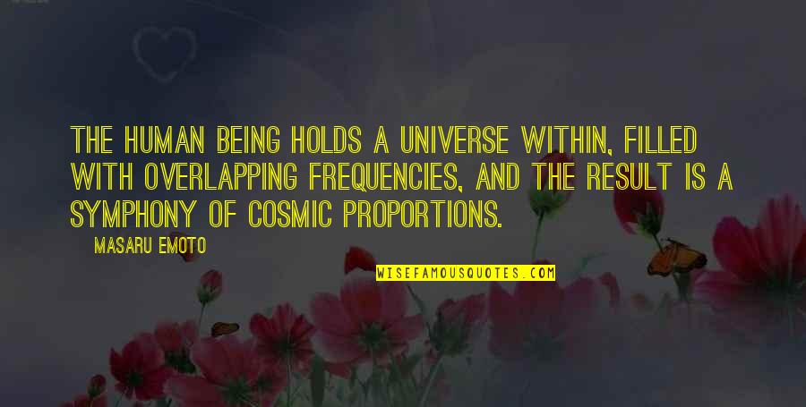 Human And Universe Quotes By Masaru Emoto: The human being holds a universe within, filled Human And Universe Quotes By Masaru Emoto: The human being holds a universe within, filled